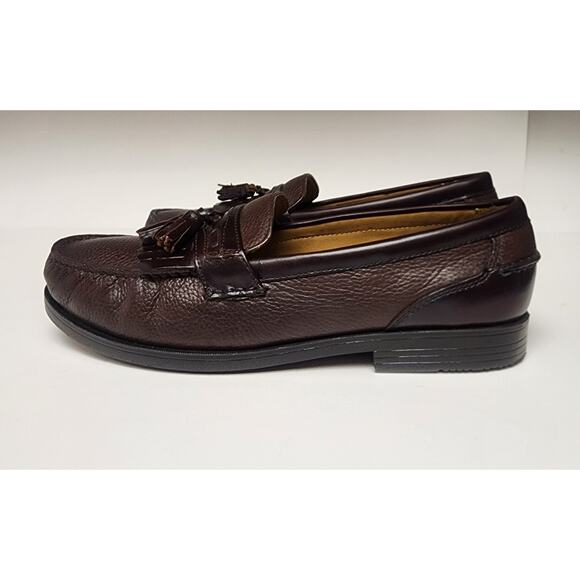 Chaps Men's Brown Leather Loafers tassels Dress Shoes size 12M - Picture 6 of 12
